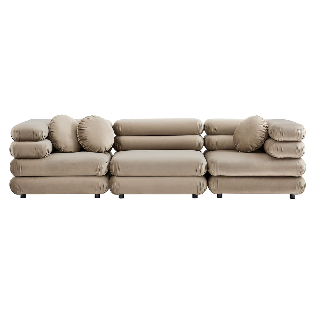 Jubilee 3-Piece Modular Performance Velvet Sectional Sofa - Taupe