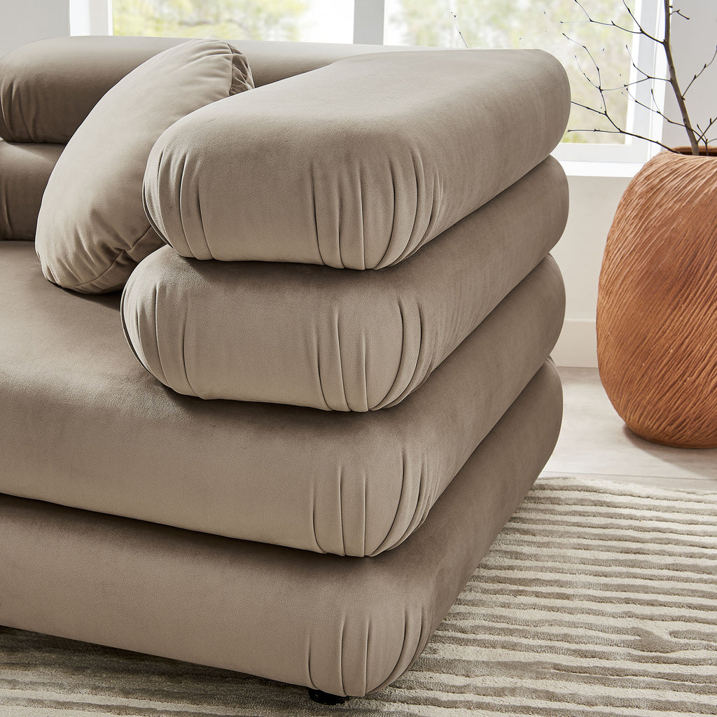 Jubilee 3-Piece Modular Performance Velvet Sectional Sofa - Taupe