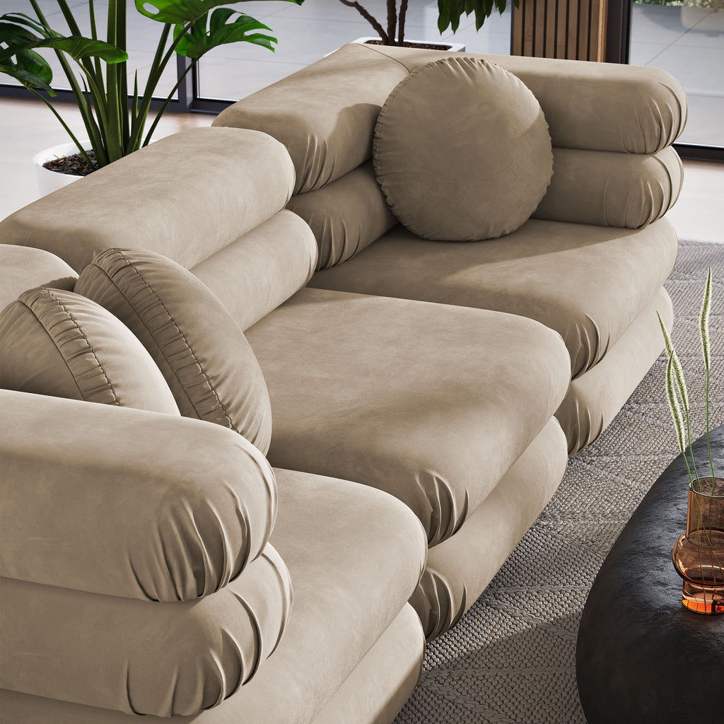Jubilee 3-Piece Modular Performance Velvet Sectional Sofa - Taupe