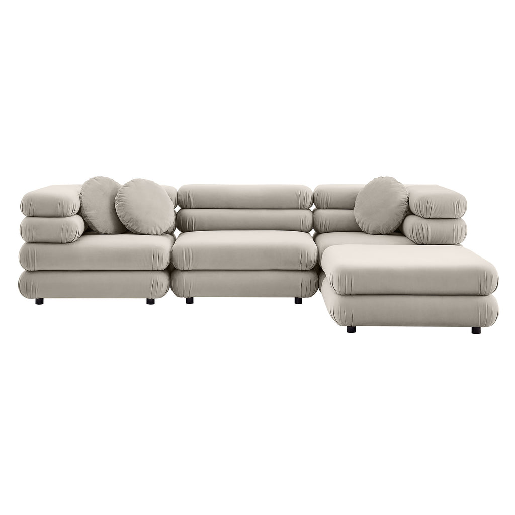 Jubilee 4-Piece Modular Performance Velvet Sectional Sofa - Almond