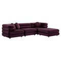 Jubilee 4-Piece Modular Performance Velvet Sectional Sofa - Mulberry