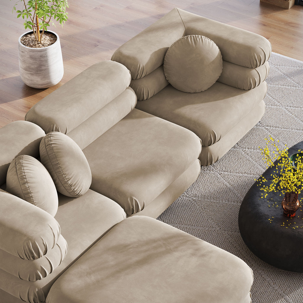 Jubilee 4-Piece Modular Performance Velvet Sectional Sofa - Taupe
