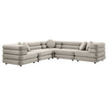 Jubilee 5-Piece Modular Performance Velvet Sectional Sofa - Almond