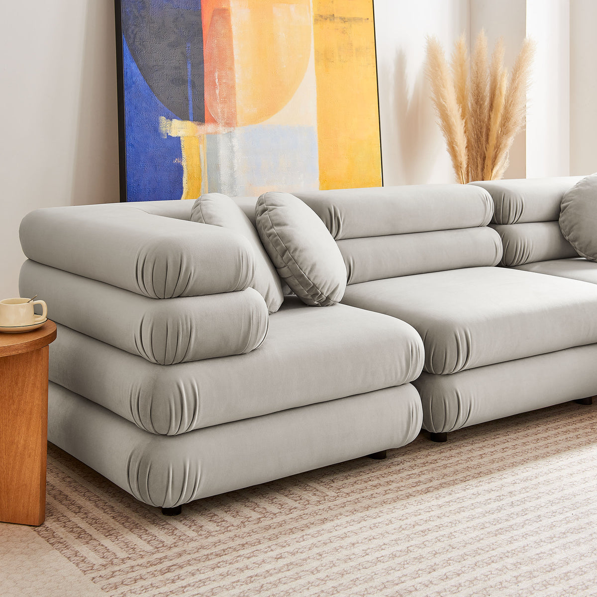 Jubilee 5-Piece Modular Performance Velvet Sectional Sofa - Almond