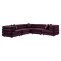 Jubilee 5-Piece Modular Performance Velvet Sectional Sofa - Mulberry