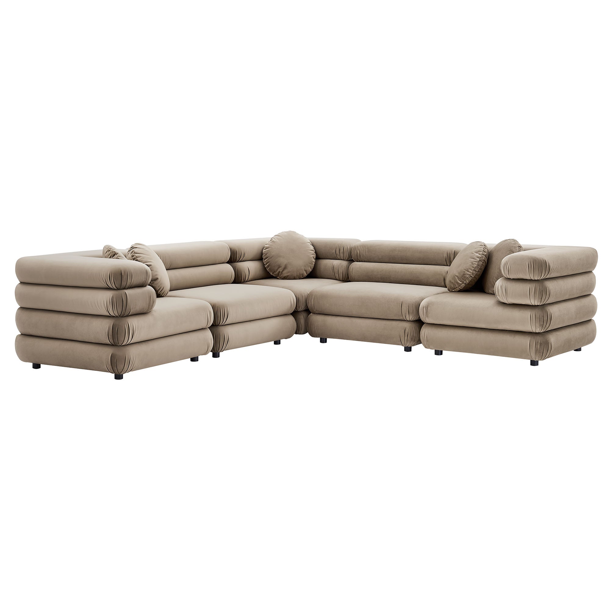 Jubilee 5-Piece Modular Performance Velvet Sectional Sofa - Taupe