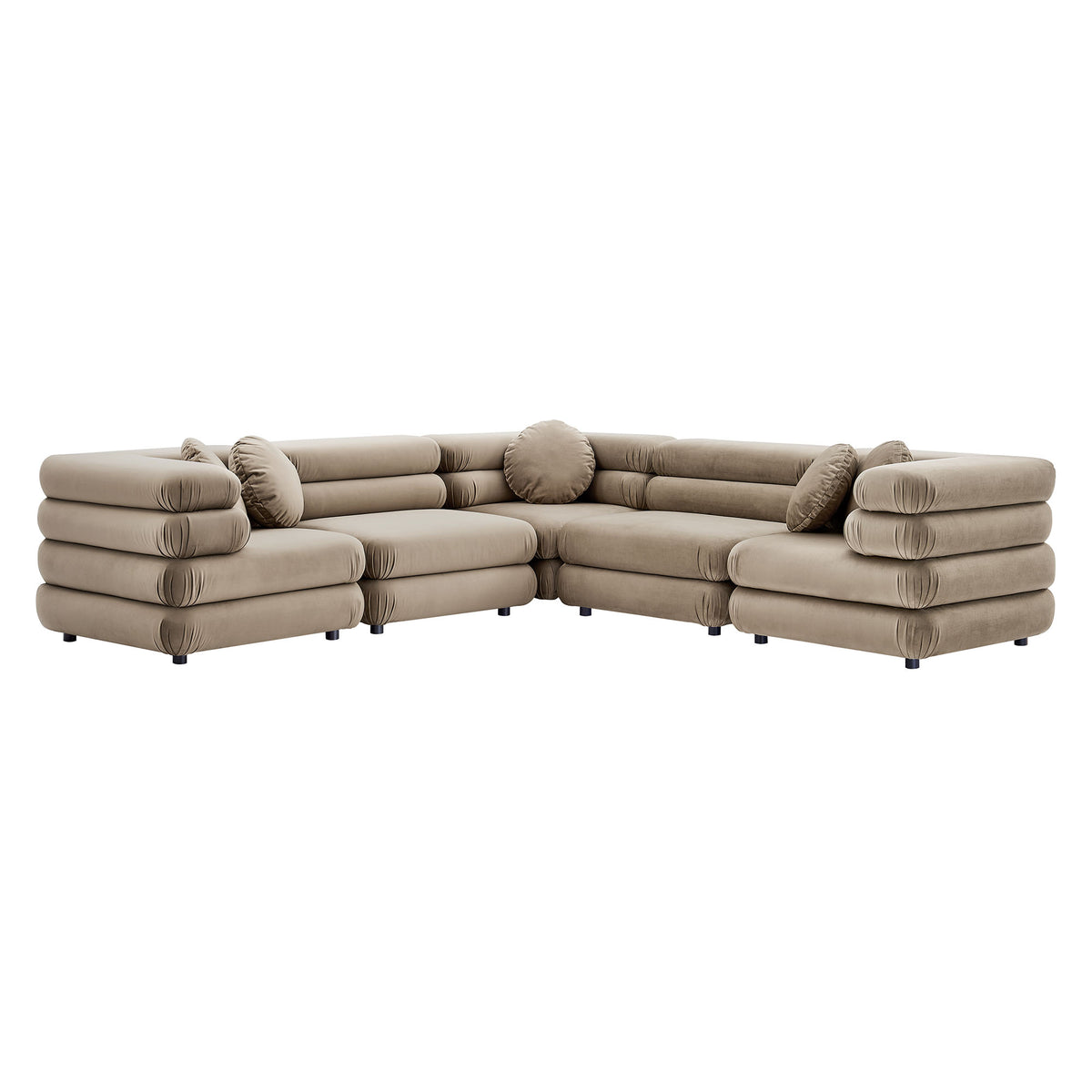 Jubilee 5-Piece Modular Performance Velvet Sectional Sofa - Taupe