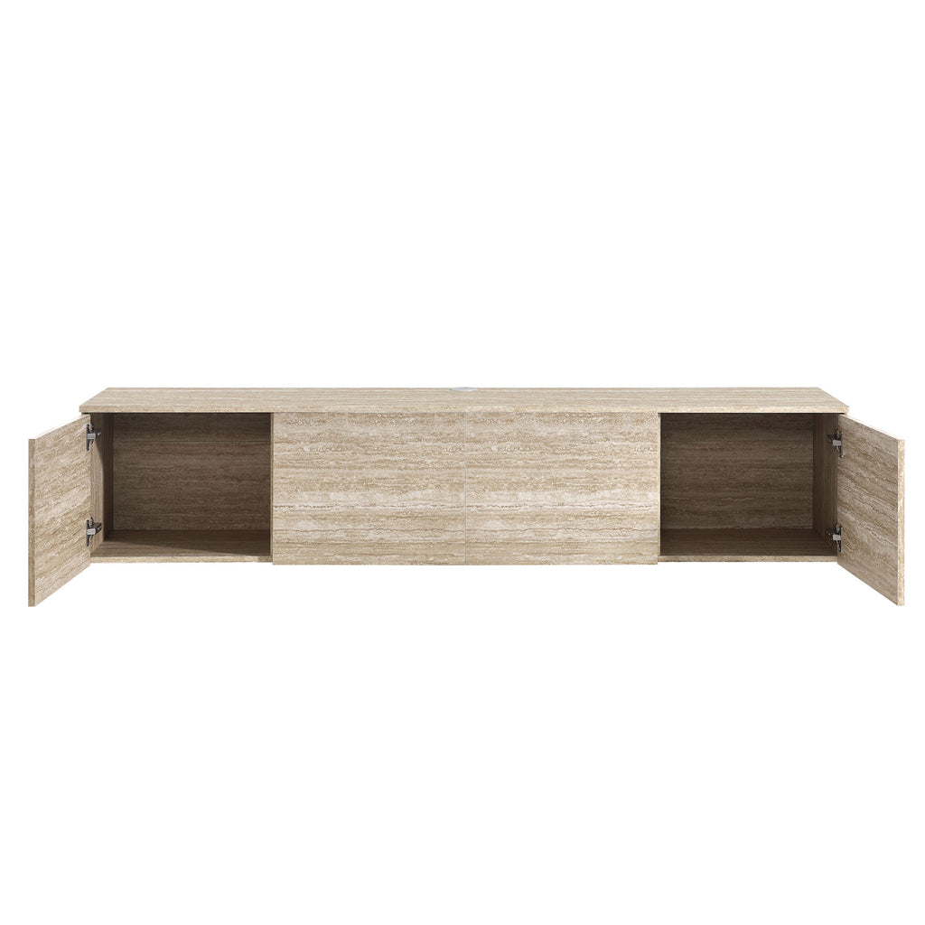 Terra 71" Wall-Mounted TV Stand - Travertine