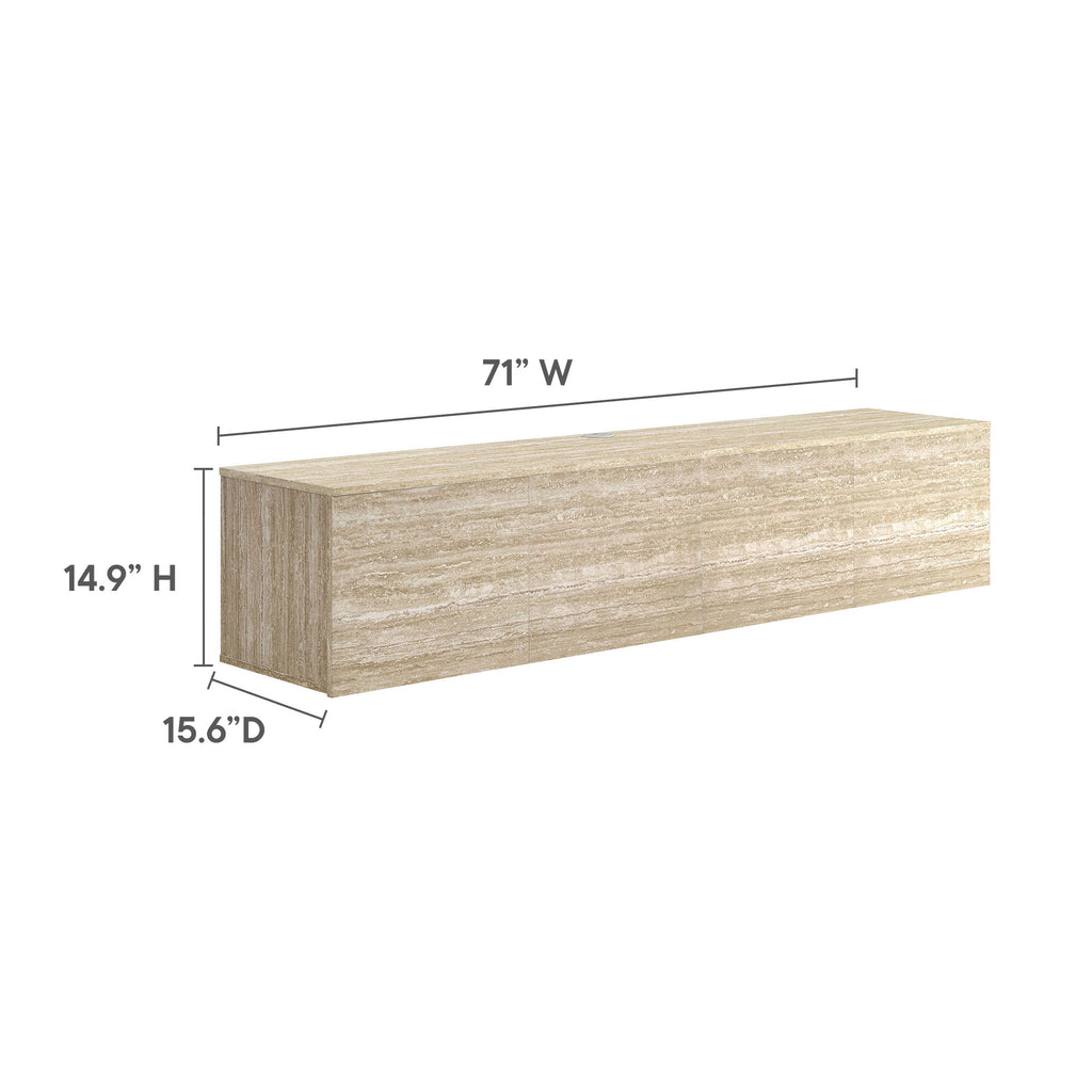 Terra 71" Wall-Mounted TV Stand - Travertine