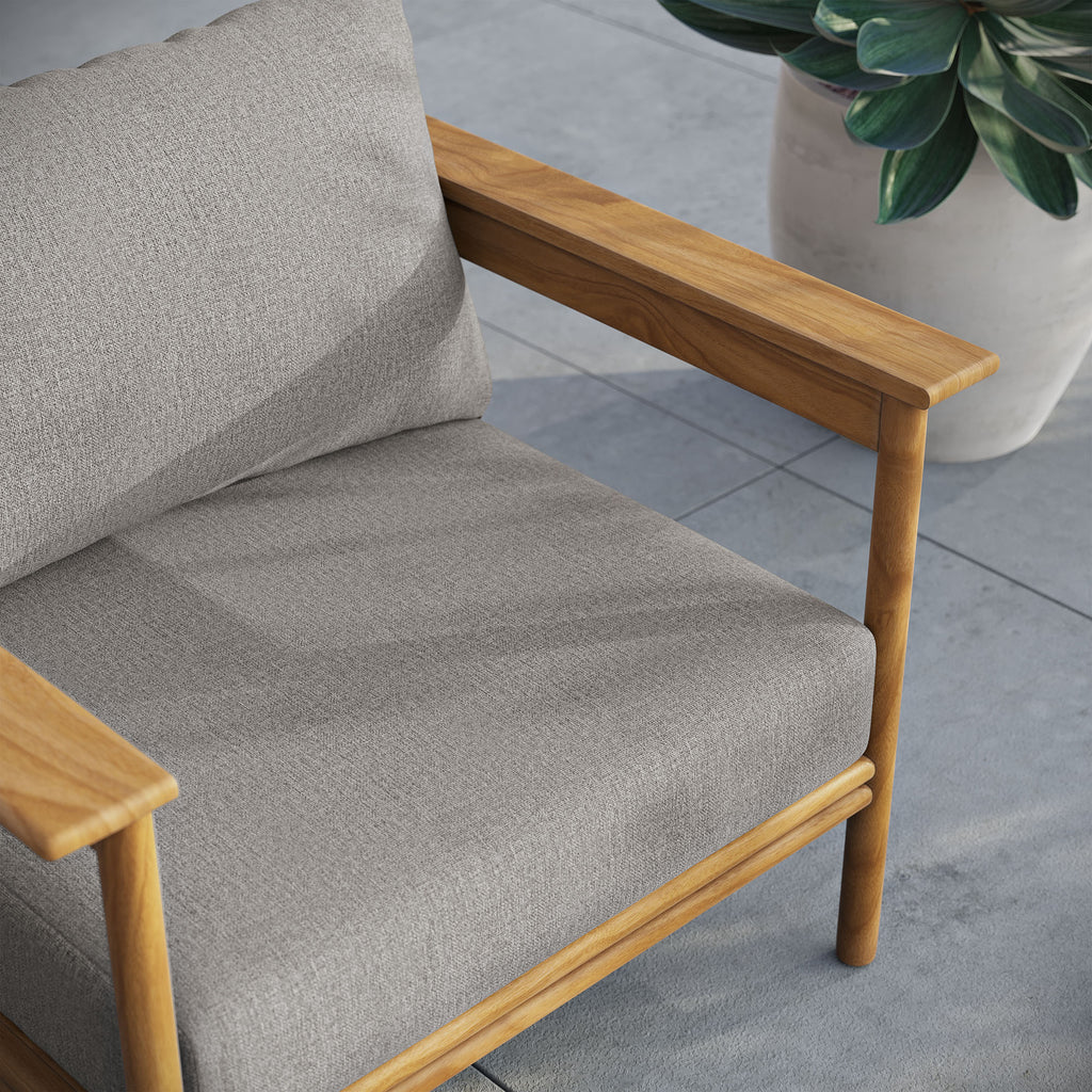 Wren Outdoor Patio Teak Wood Armchair - Natural Driftwood