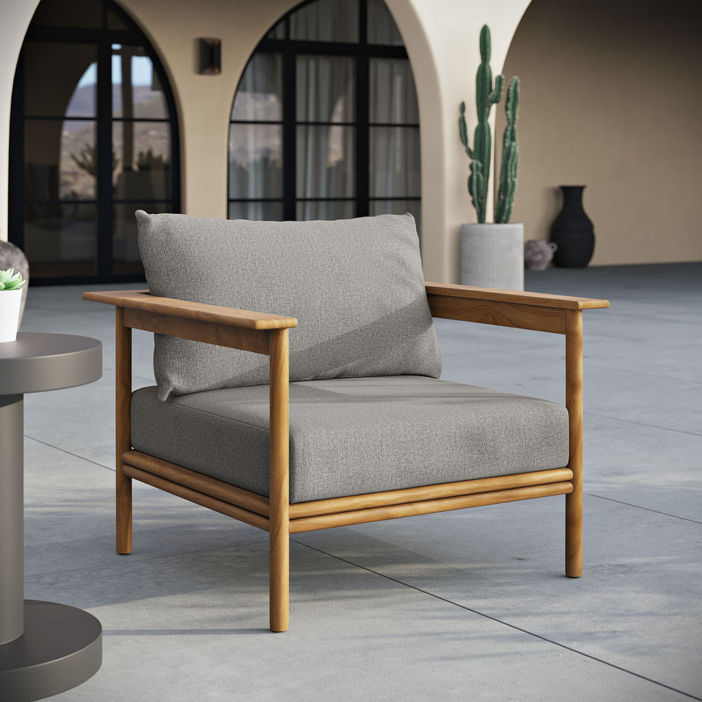 Wren Outdoor Patio Teak Wood Armchair - Natural Driftwood