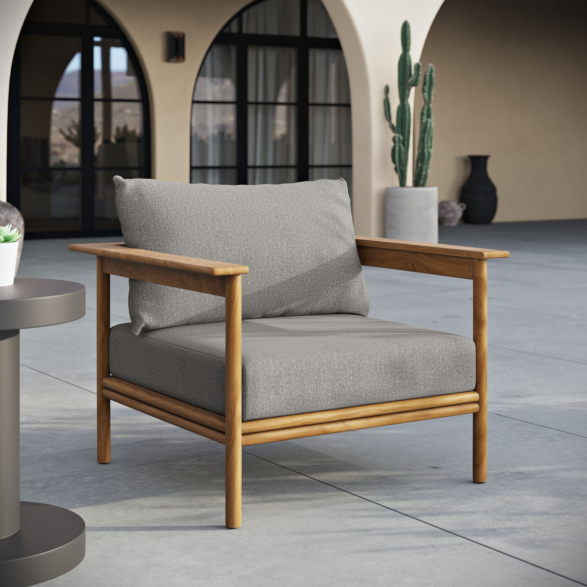 Wren Outdoor Patio Teak Wood Armchair - Natural Driftwood
