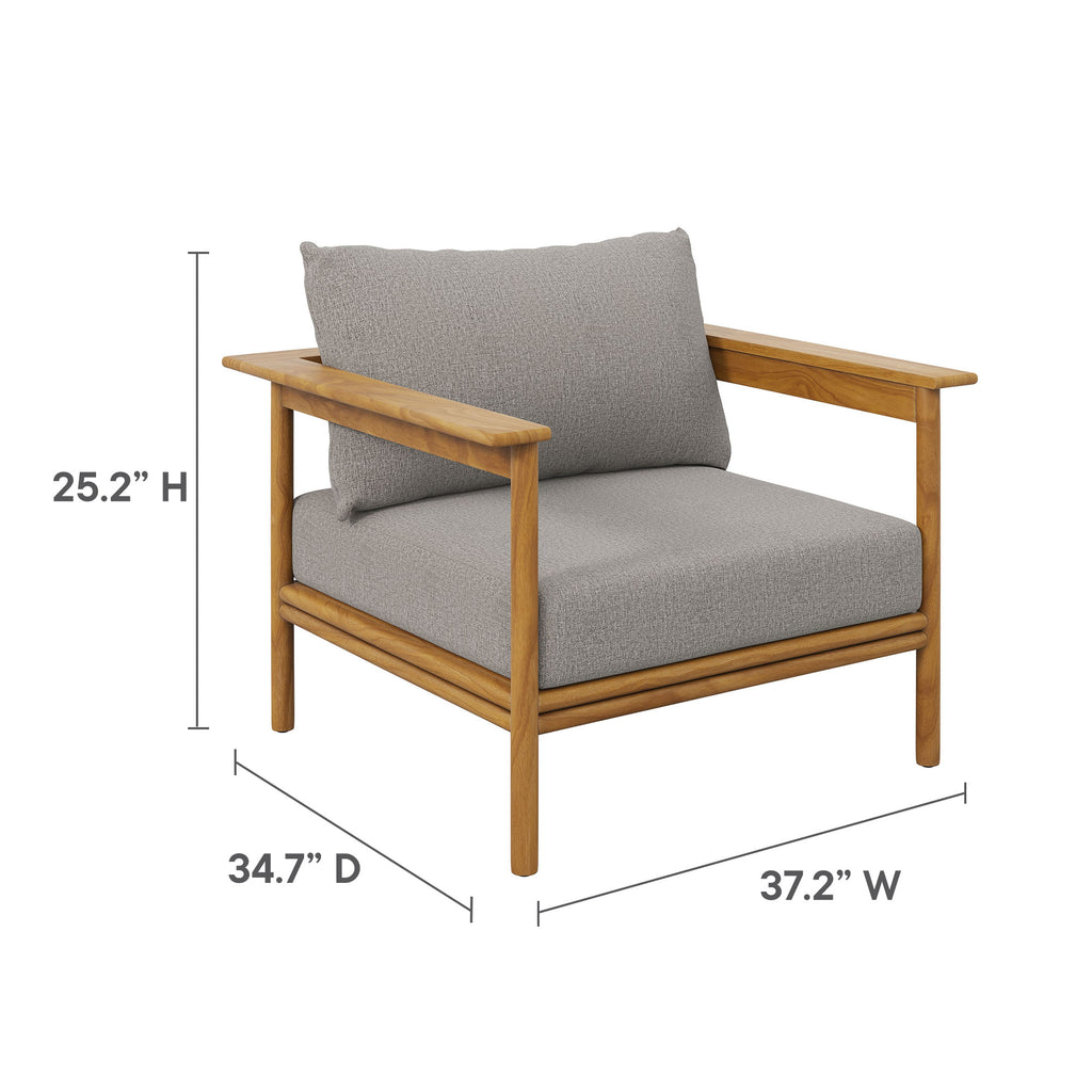 Wren Outdoor Patio Teak Wood Armchair Set of 2 - Natural Driftwood
