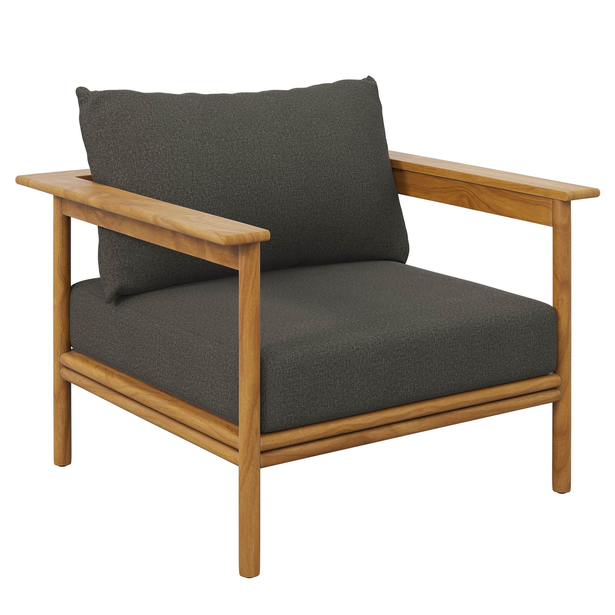 Wren Outdoor Patio Teak Wood Armchair - Natural Flint Gray
