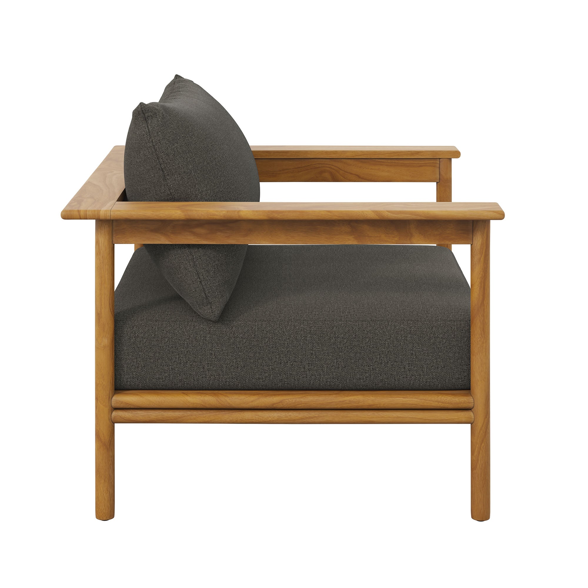 Wren Outdoor Patio Teak Wood Armchair Set of 2 - Natural Flint Gray