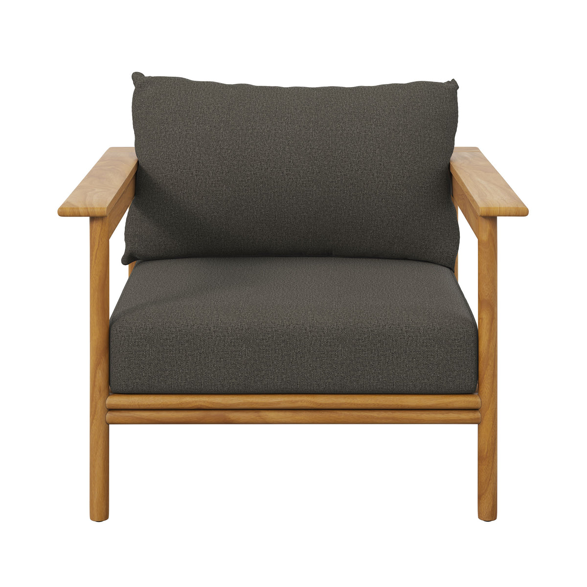 Wren Outdoor Patio Teak Wood Armchair - Natural Flint Gray