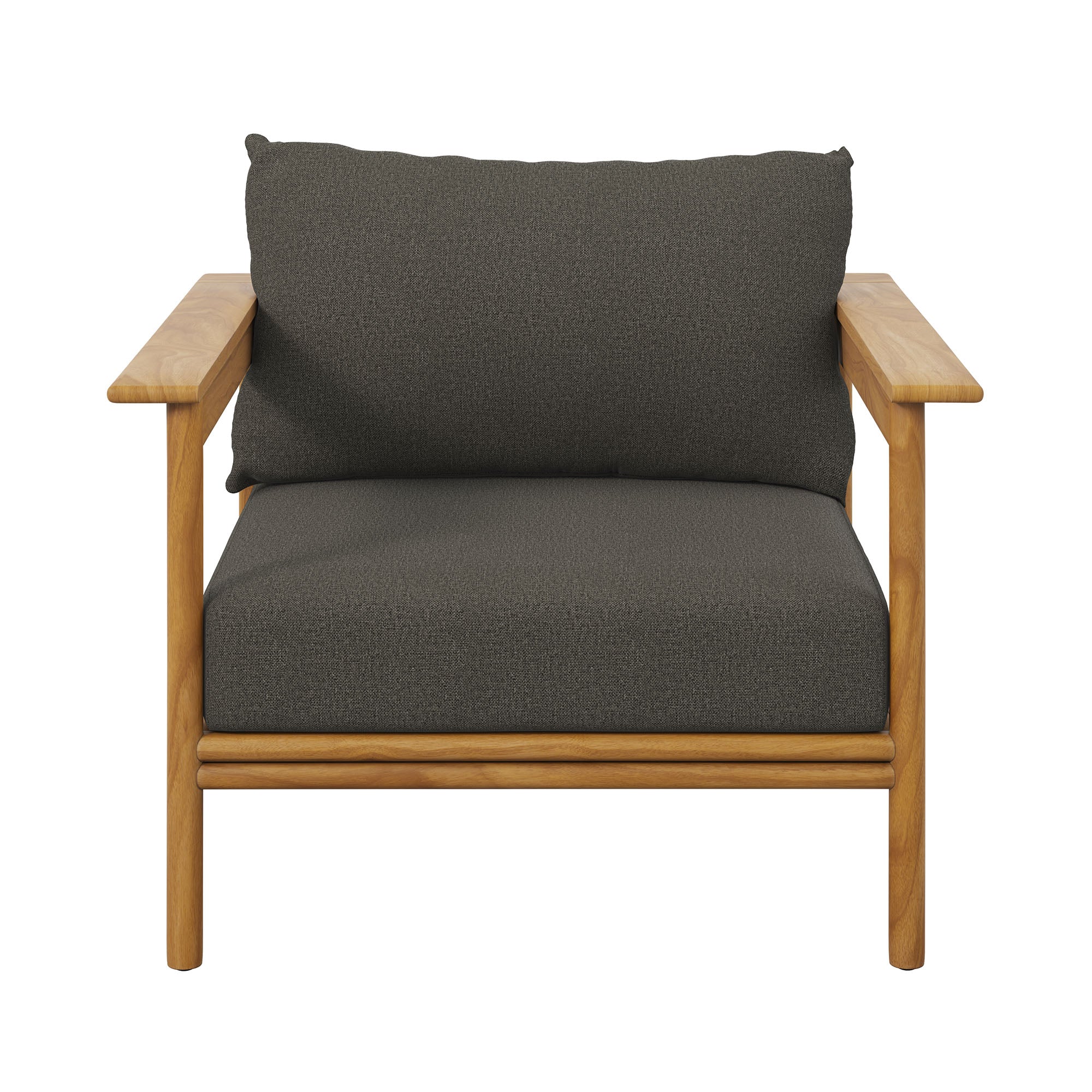 Wren Outdoor Patio Teak Wood Armchair Set of 2 - Natural Flint Gray