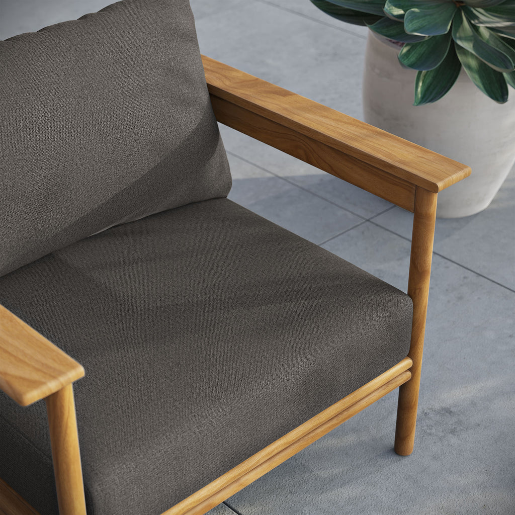 Wren Outdoor Patio Teak Wood Armchair - Natural Flint Gray