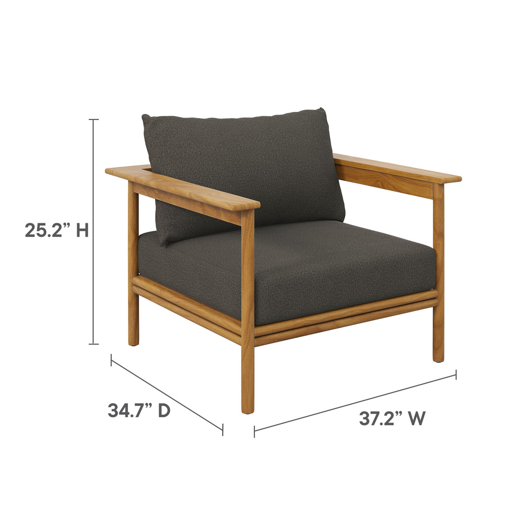 Wren Outdoor Patio Teak Wood Armchair - Natural Flint Gray