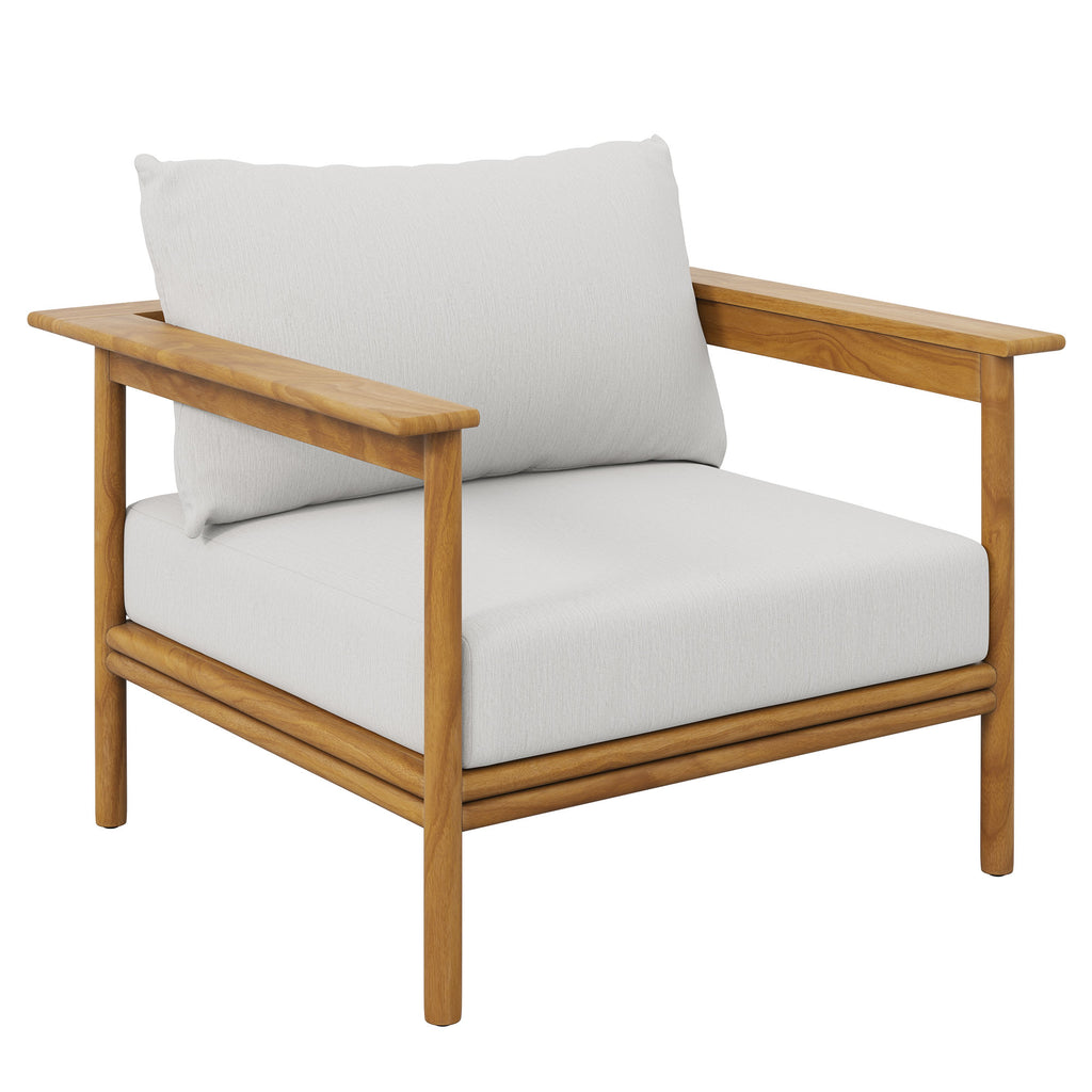 Wren Outdoor Patio Teak Wood Armchair - Natural Sail