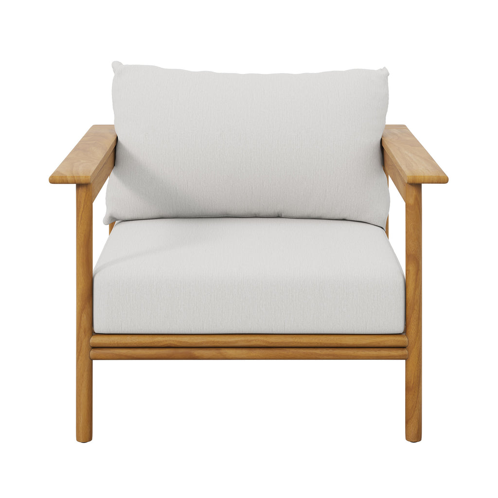 Wren Outdoor Patio Teak Wood Armchair - Natural Sail