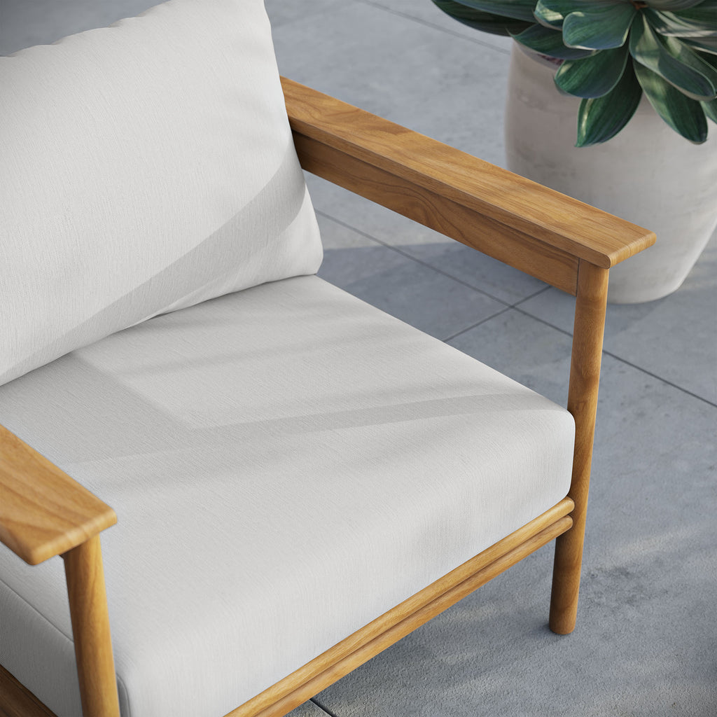 Wren Outdoor Patio Teak Wood Armchair - Natural Sail