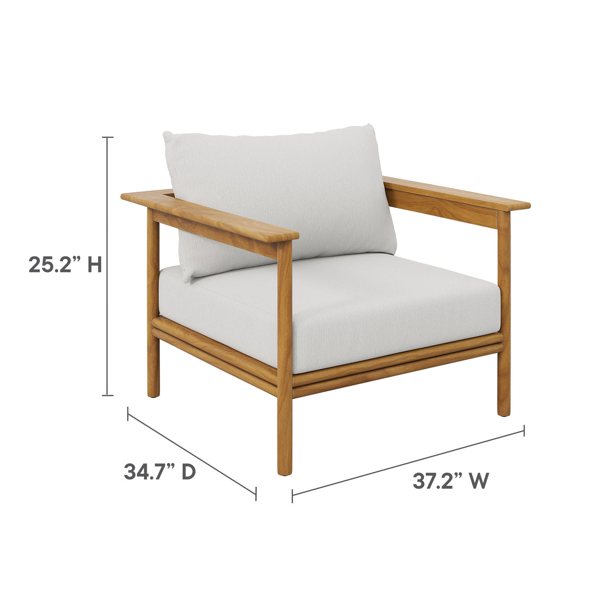 Wren 4-Piece Outdoor Patio Teak Wood Furniture Set - Natural Sail