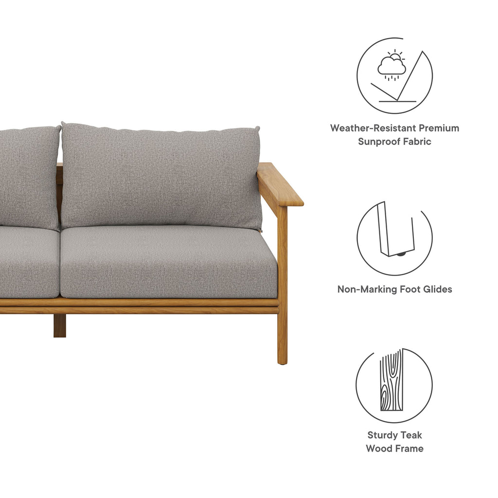 Wren Outdoor Patio Teak Wood Sofa - Natural Driftwood