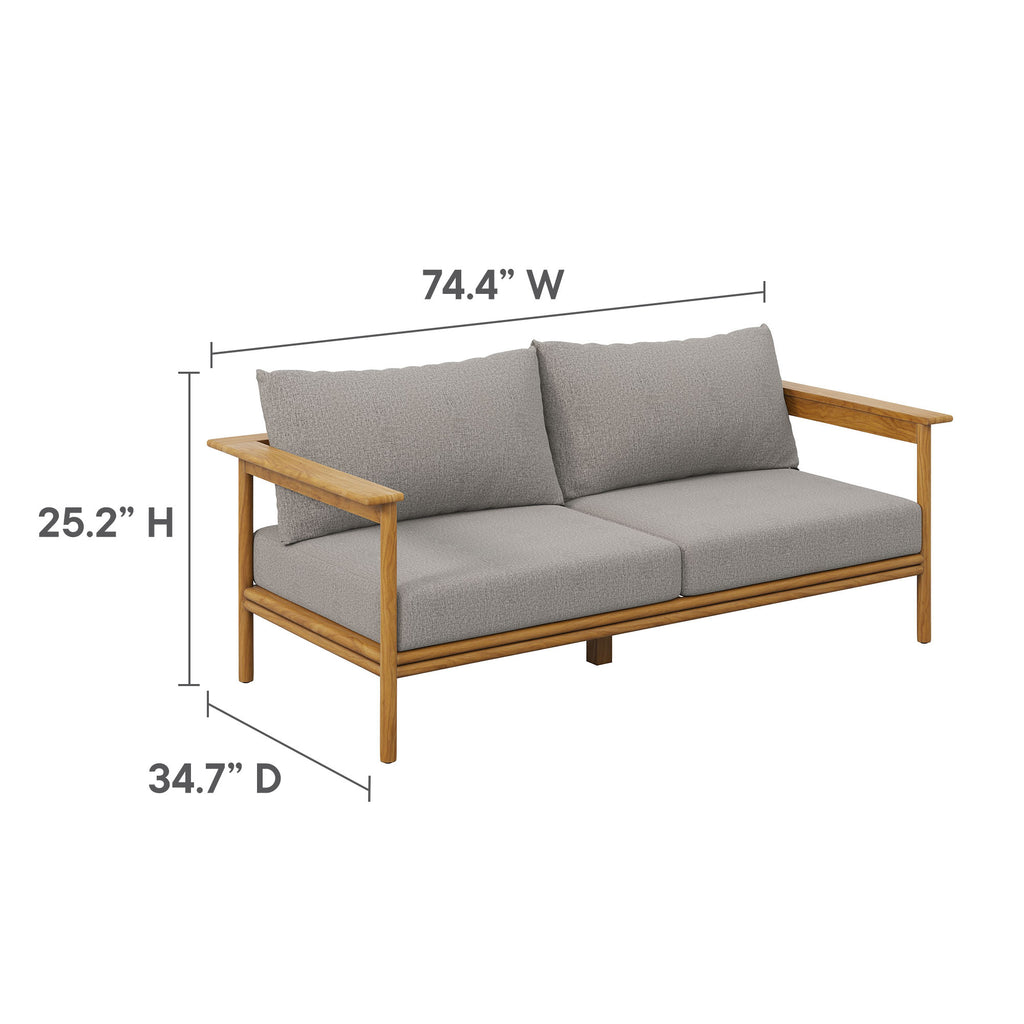 Wren 4-Piece Outdoor Patio Teak Wood Furniture Set - Natural Driftwood