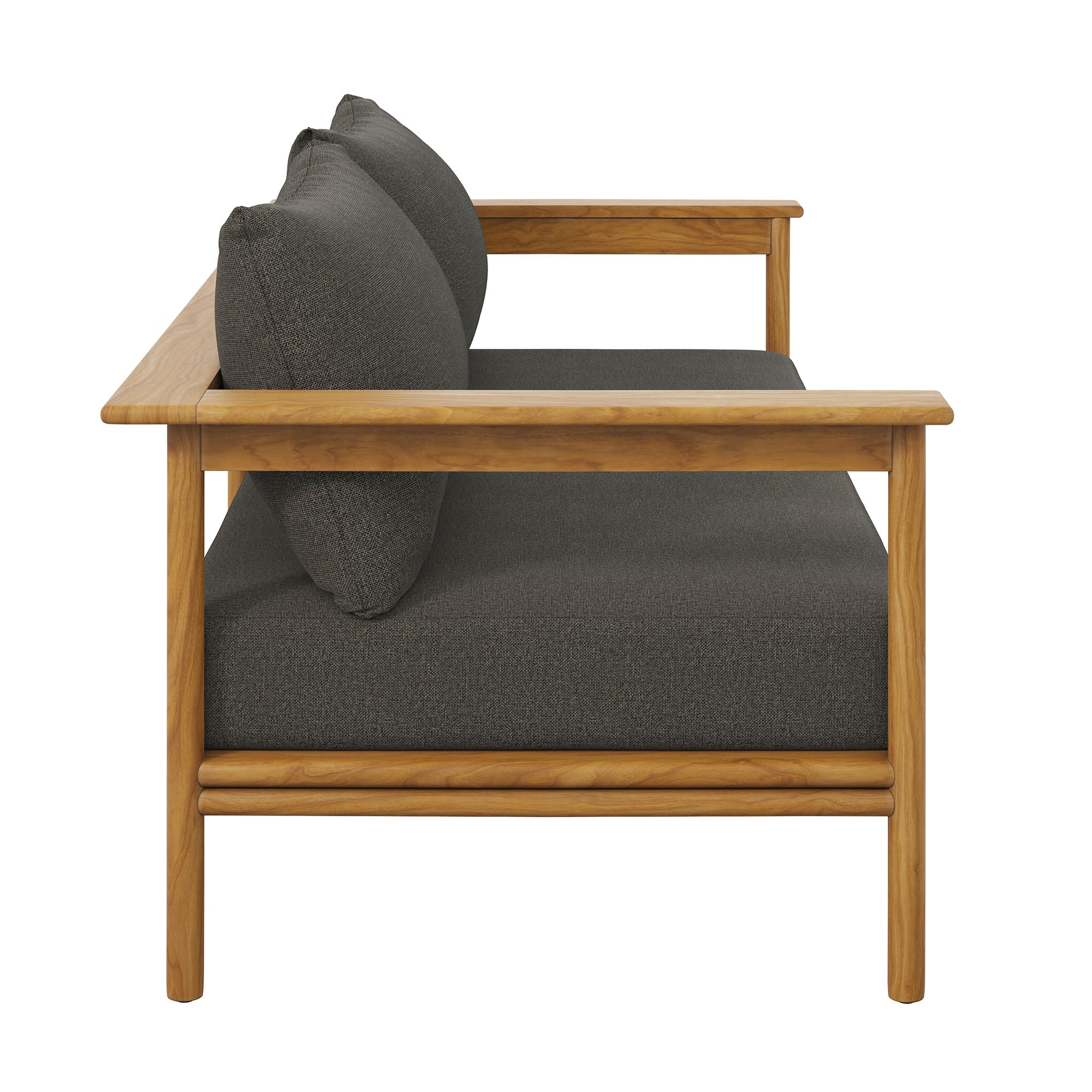 Wren Outdoor Patio Teak Wood Sofa - Natural Flint Gray