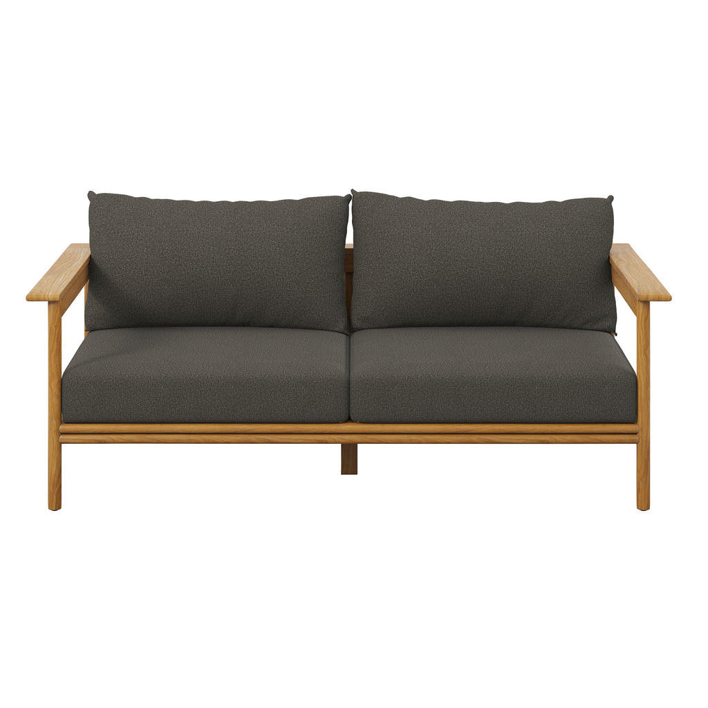Wren Outdoor Patio Teak Wood Sofa - Natural Flint Gray
