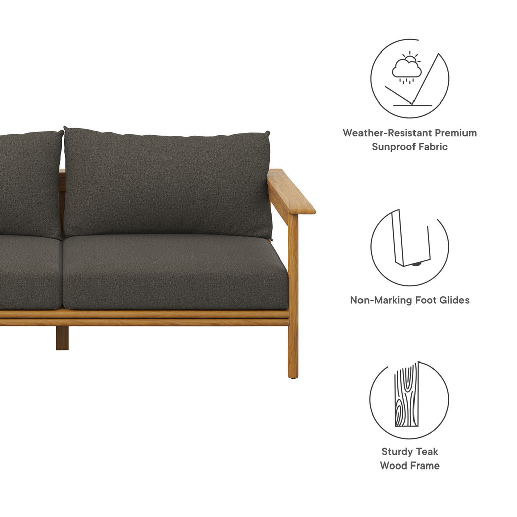 Wren Outdoor Patio Teak Wood Sofa - Natural Flint Gray