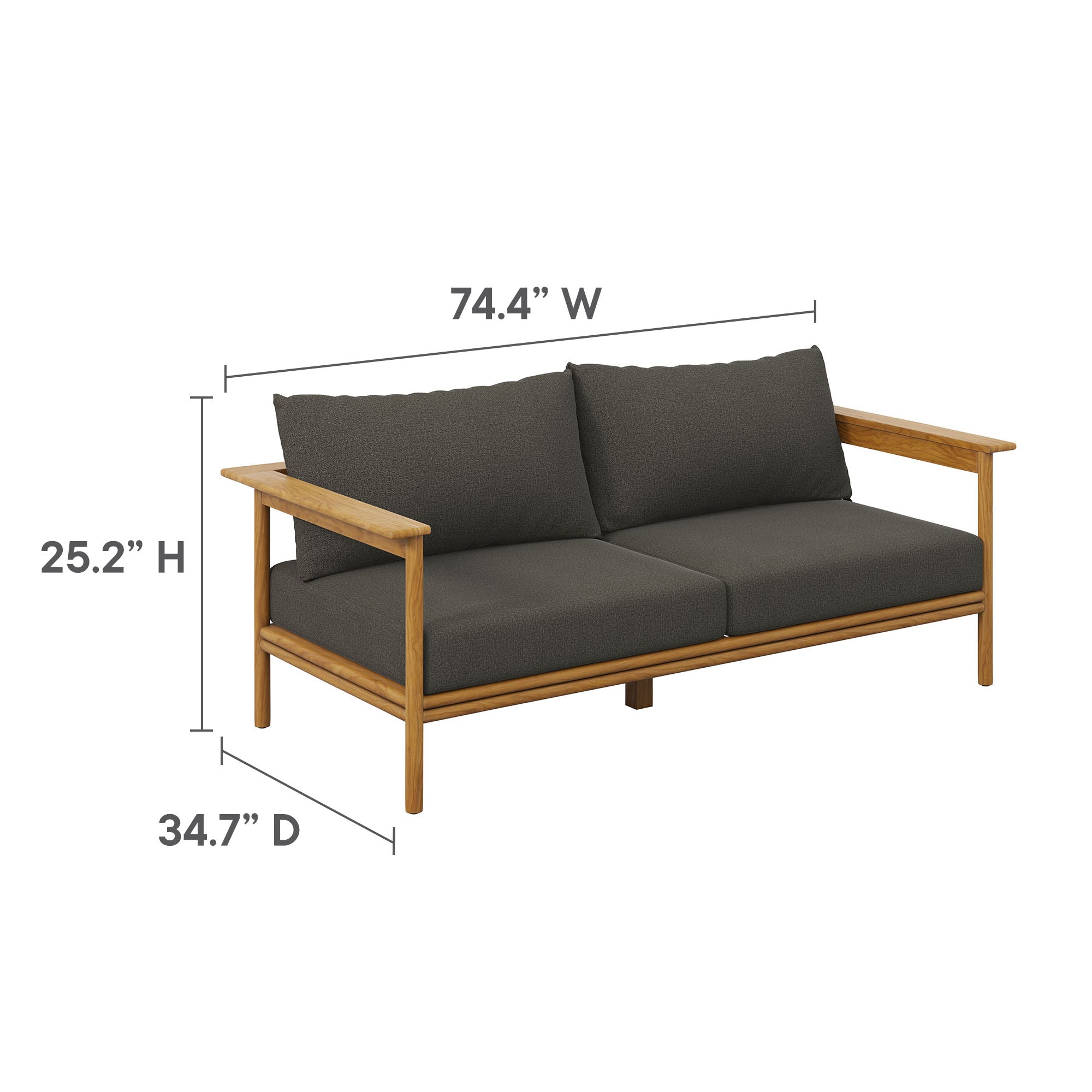 Wren 6-Piece Outdoor Patio Teak Wood Furniture Set - Natural Flint Gray
