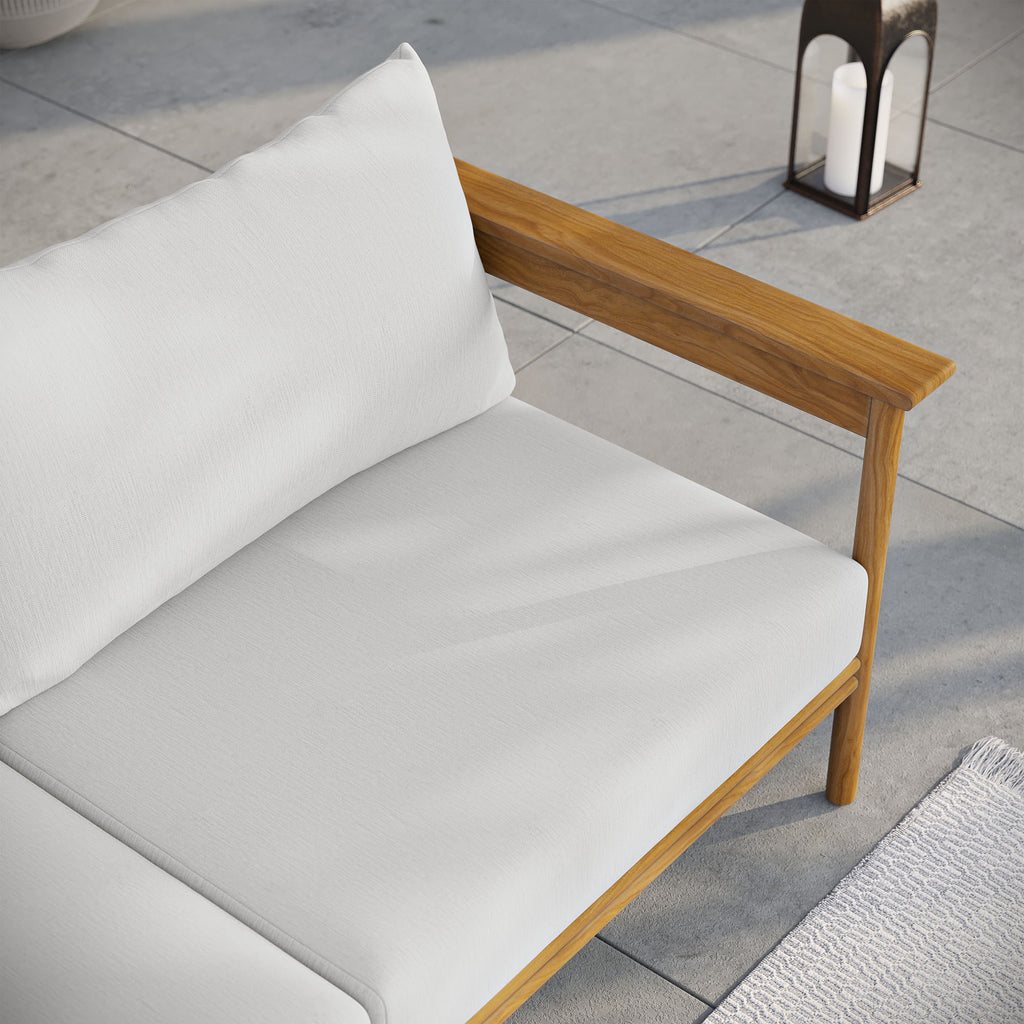 Wren Outdoor Patio Teak Wood Sofa - Natural Sail