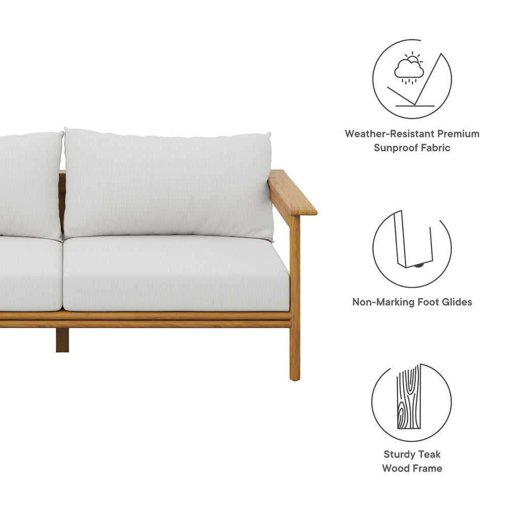 Wren Outdoor Patio Teak Wood Sofa - Natural Sail