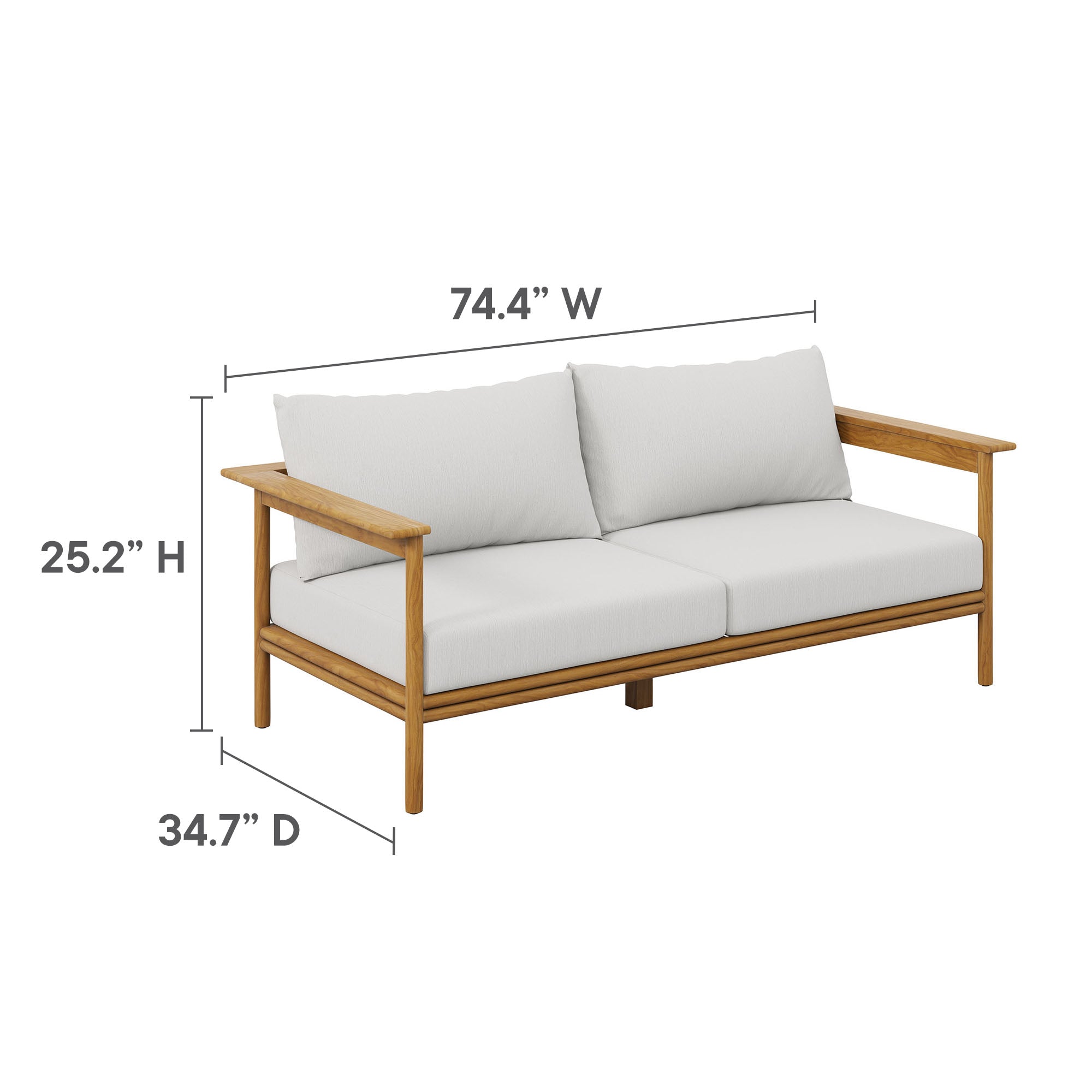 Wren 4-Piece Outdoor Patio Teak Wood Furniture Set - Natural Sail
