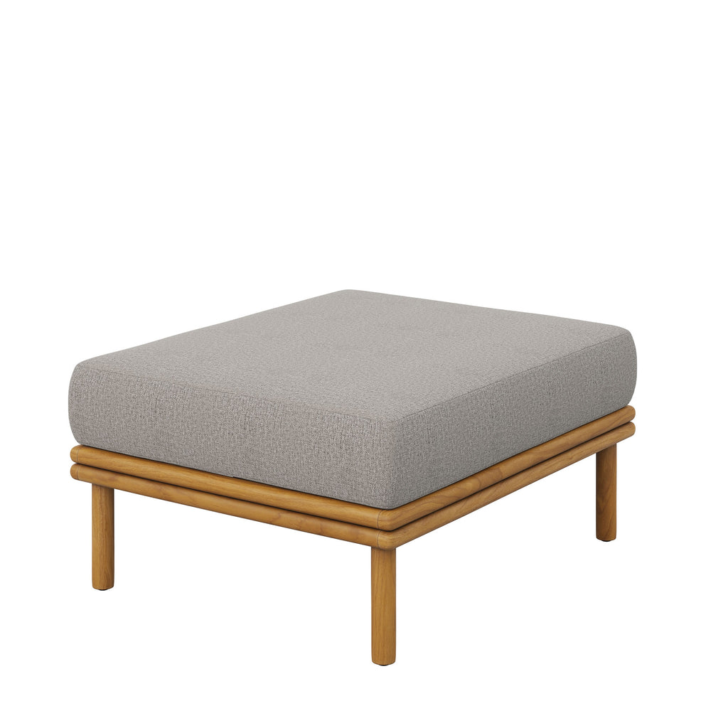 Wren 2-Piece Outdoor Patio Teak Wood Sofa and Ottoman Set - Natural Driftwood