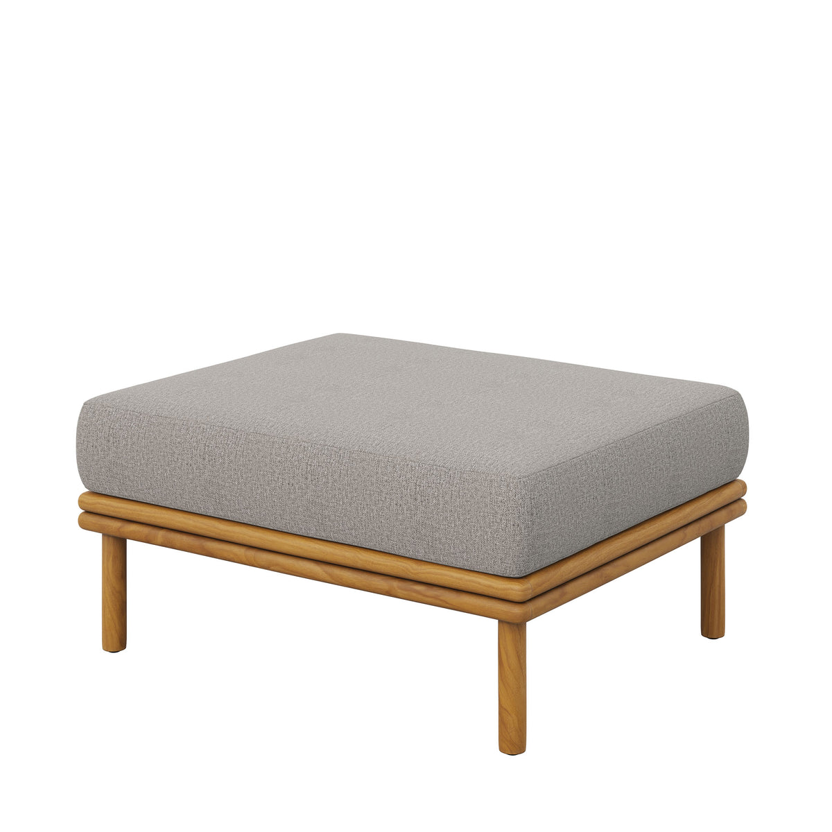 Wren Outdoor Patio Teak Wood Ottoman - Natural Driftwood