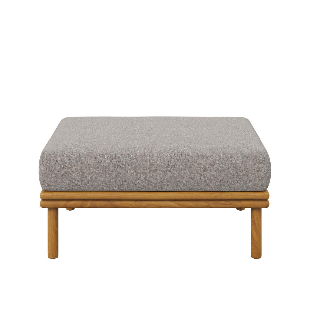 Wren Outdoor Patio Teak Wood Ottoman - Natural Driftwood