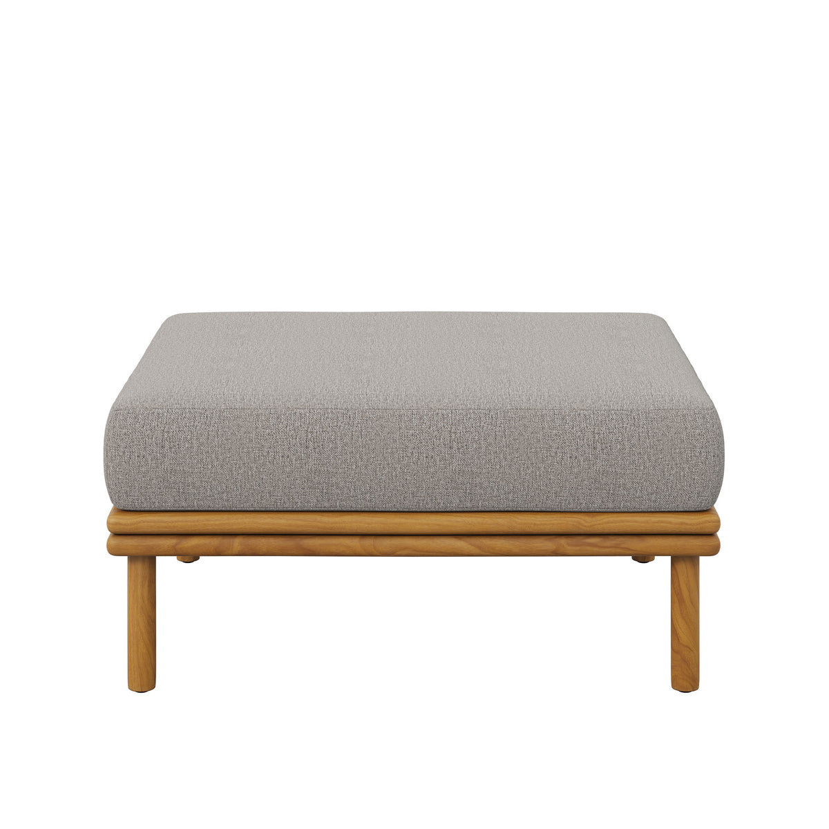 Wren Outdoor Patio Teak Wood Ottoman - Natural Driftwood
