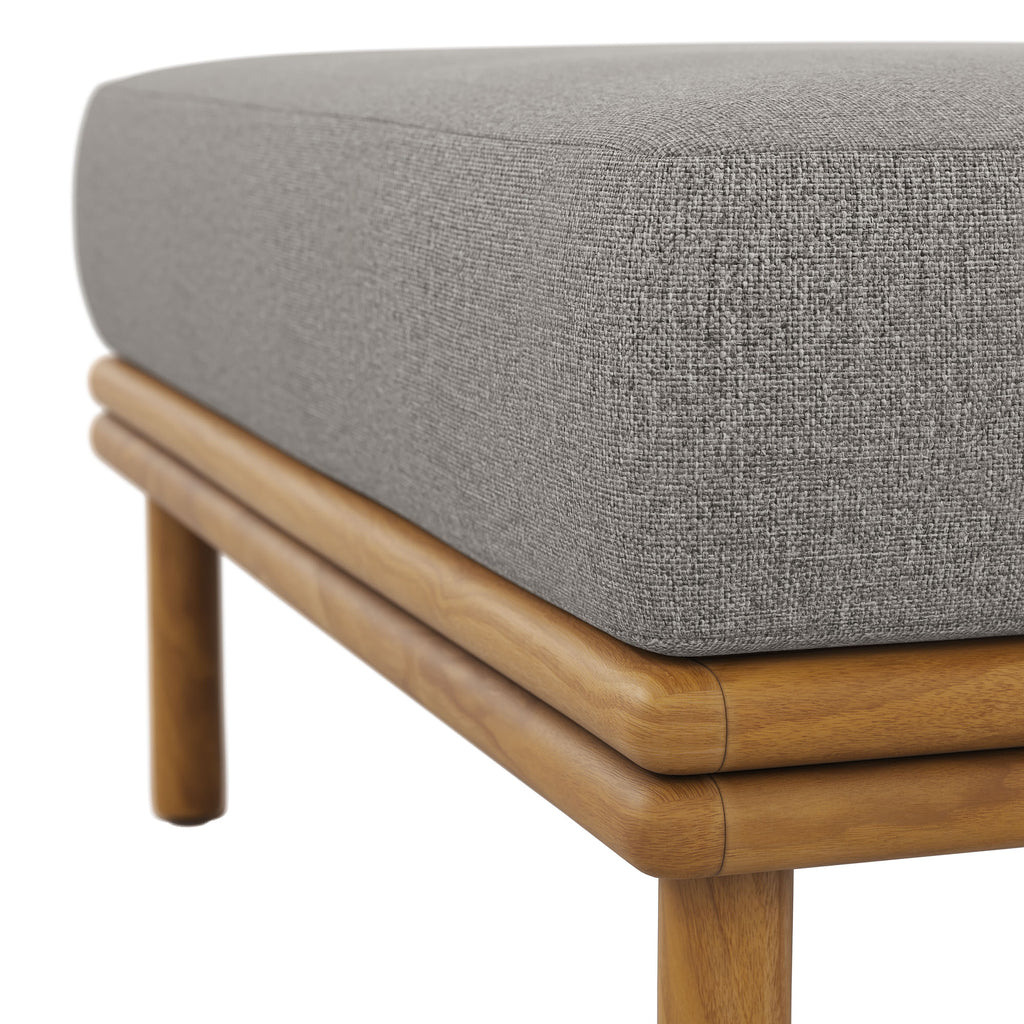 Wren Outdoor Patio Teak Wood Ottoman - Natural Driftwood