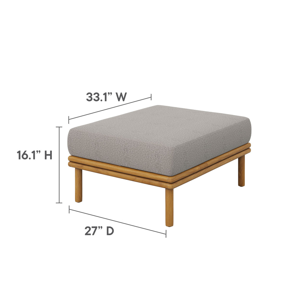 Wren Outdoor Patio Teak Wood Armchair and Ottoman Set - Natural Driftwood