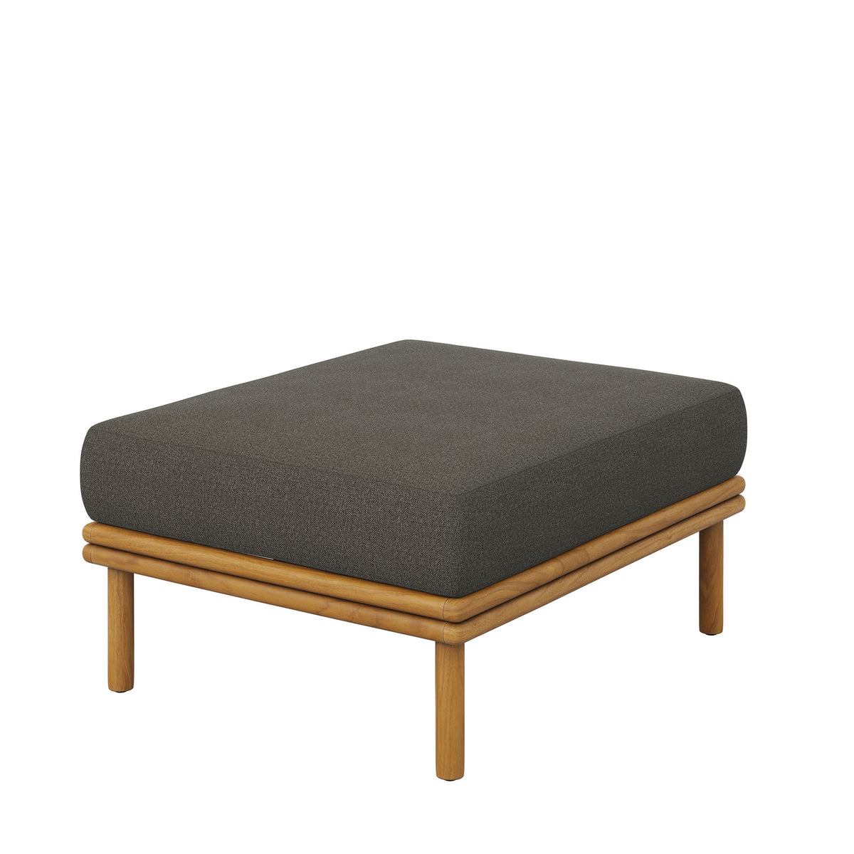 Wren Outdoor Patio Teak Wood Armchair and Ottoman Set - Natural Flint Gray