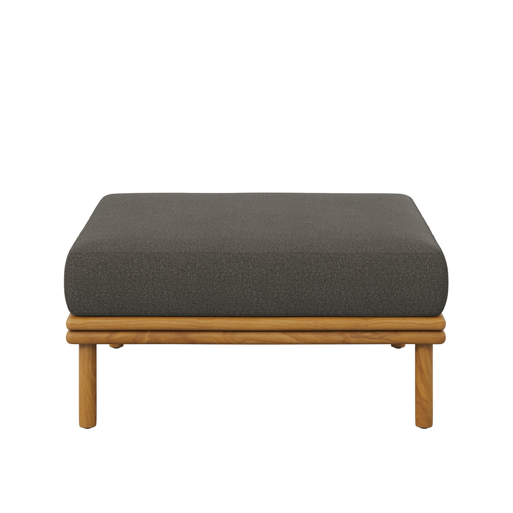 Wren Outdoor Patio Teak Wood Ottoman - Natural Flint Gray