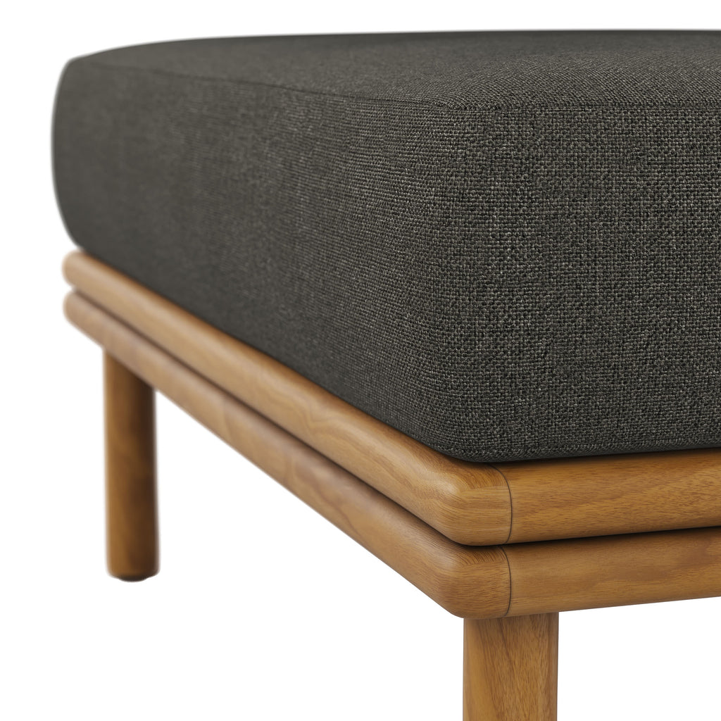 Wren Outdoor Patio Teak Wood Ottoman - Natural Flint Gray