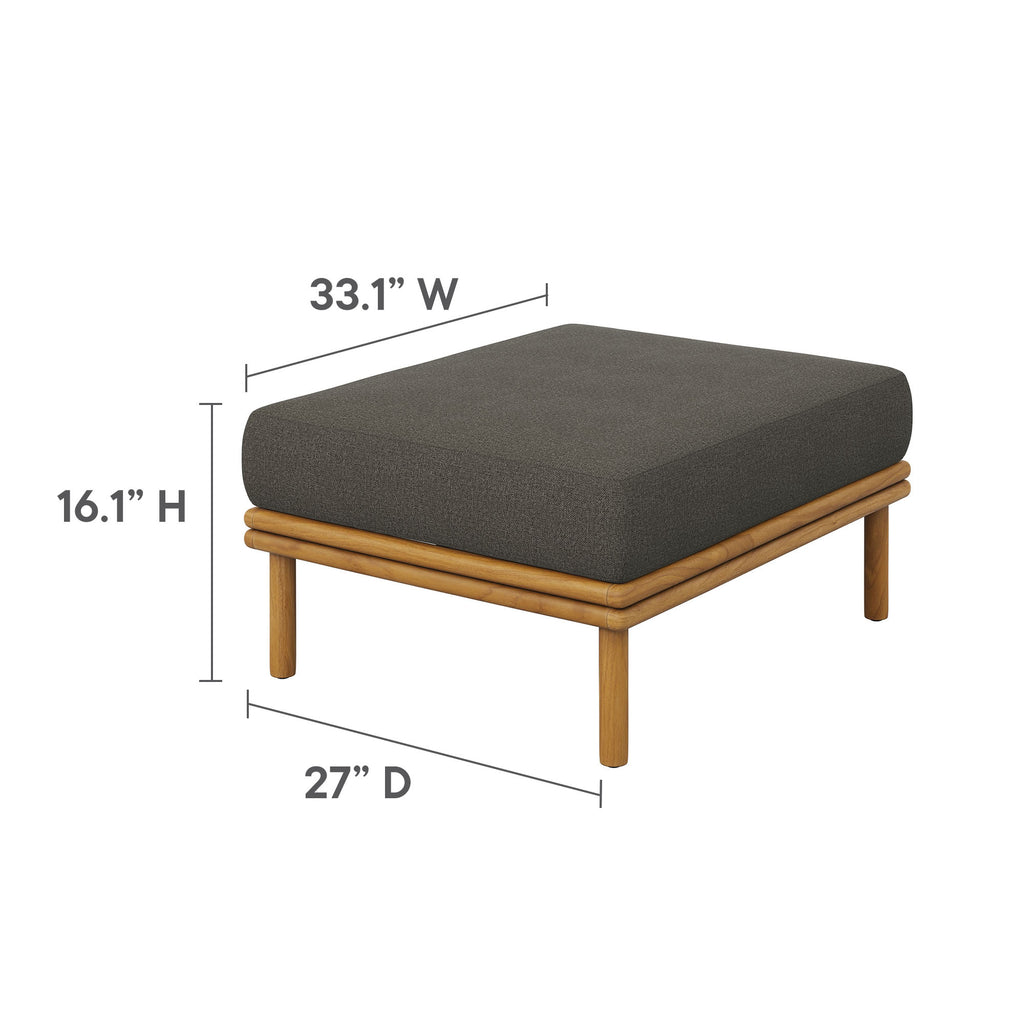 Wren Outdoor Patio Teak Wood Armchair and Ottoman Set - Natural Flint Gray
