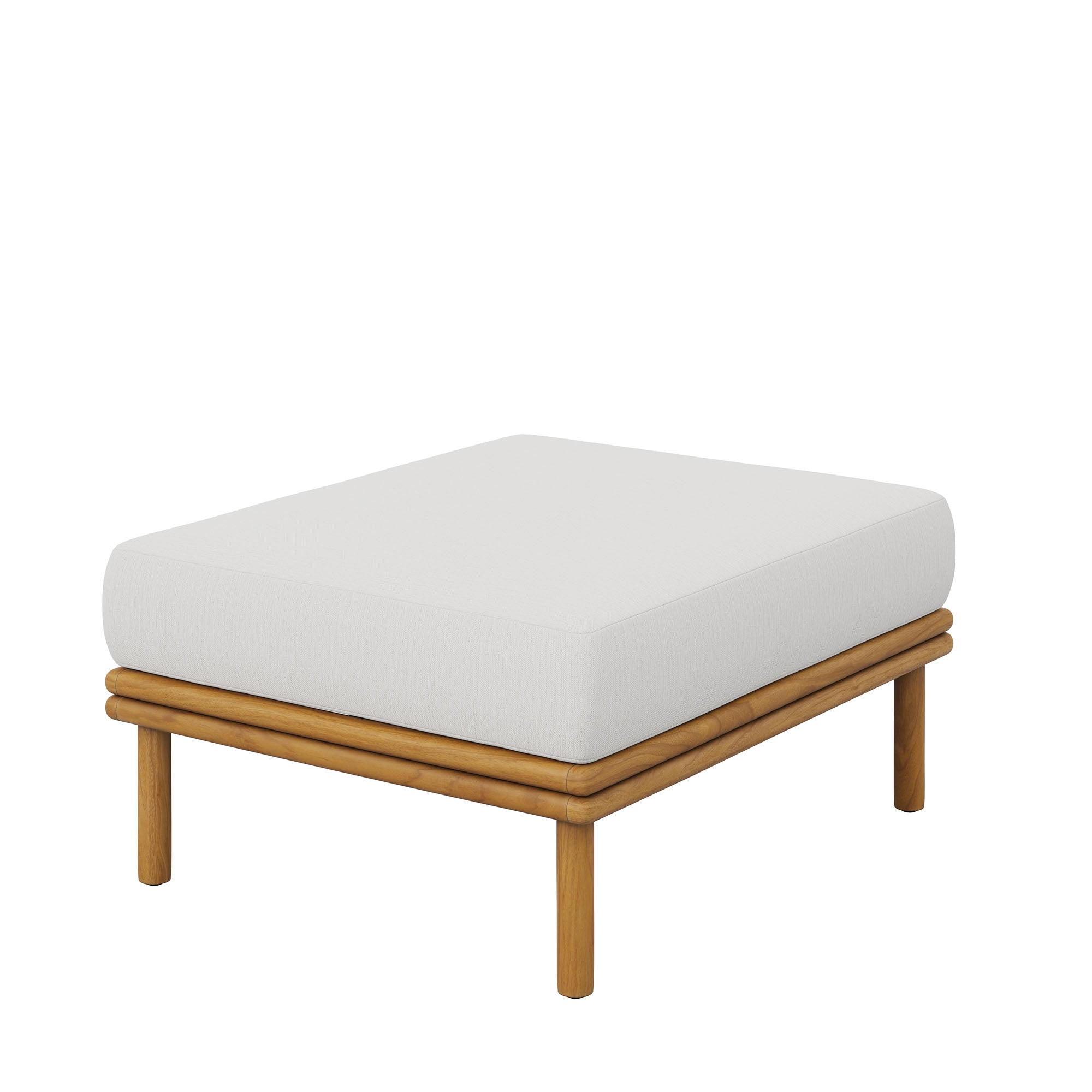 Wren 2-Piece Outdoor Patio Teak Wood Sofa and Ottoman Set - Natural Sail