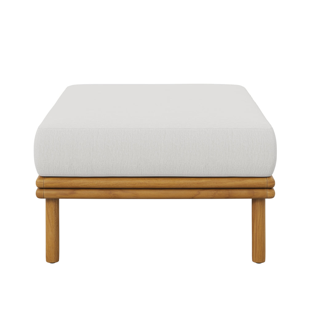 Wren Outdoor Patio Teak Wood Ottoman - Natural Sail