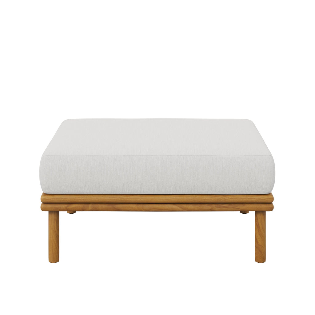 Wren Outdoor Patio Teak Wood Ottoman - Natural Sail