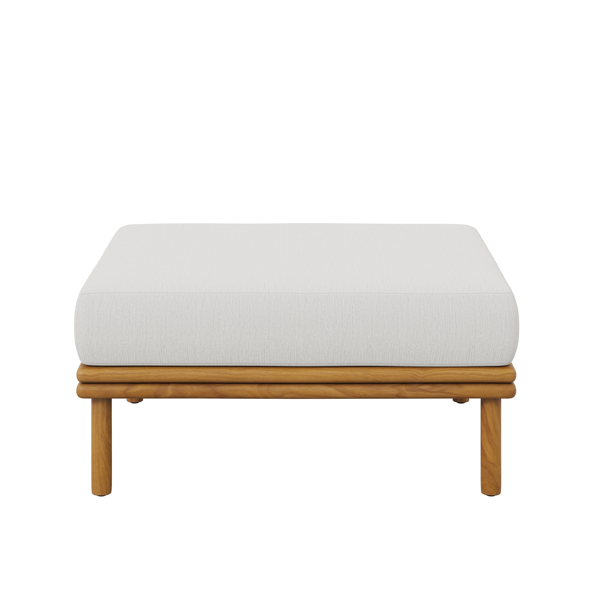 Wren Outdoor Patio Teak Wood Ottoman - Natural Sail